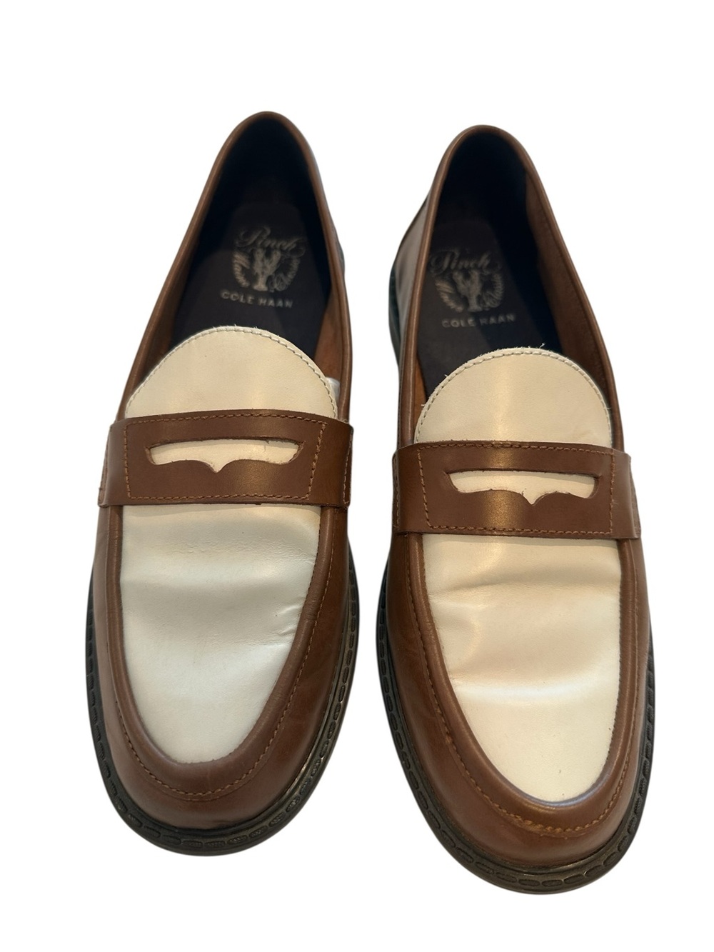 Cole Haan Women’s Two-Tone Brown and Cream Leather Loafers - Picture 3 of 9